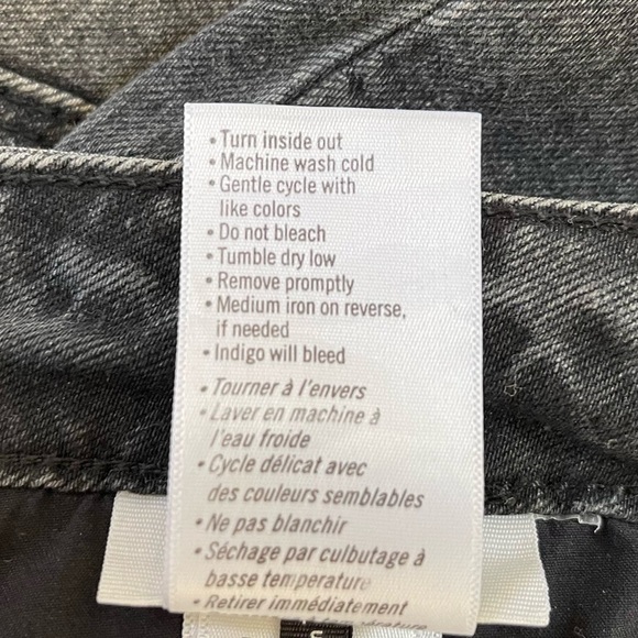 Paige Stella Jeans Straight High Rise Raw Hem Distressed Casual Denim Black 27 - Picture 10 of 13